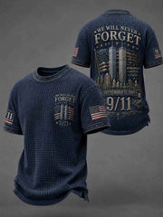 Men's WE WILL NEVER FORGET 9/11 25 YEARS 2001-2026 Waffle Tee
