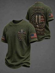 Men's WE WILL NEVER FORGET 9/11 25 YEARS 2001-2026 Waffle Tee