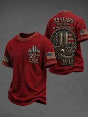 Men's WE WILL NEVER FORGET 9/11 25 YEARS 2001-2026 Waffle Tee