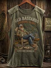 Men's Funny Old Bastards Fishing Club Lifetime Member Print Casual Vest