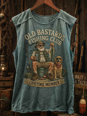 Men's Funny Old Bastards Fishing Club Lifetime Member Print Casual Vest