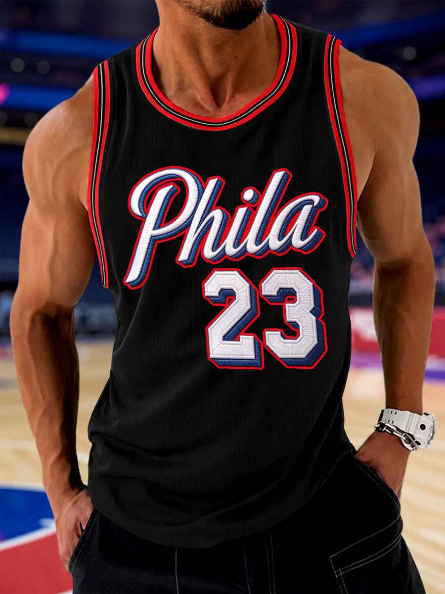 Men's Gift For Basketball Fans Phila No.23 Print Casual Tank Top