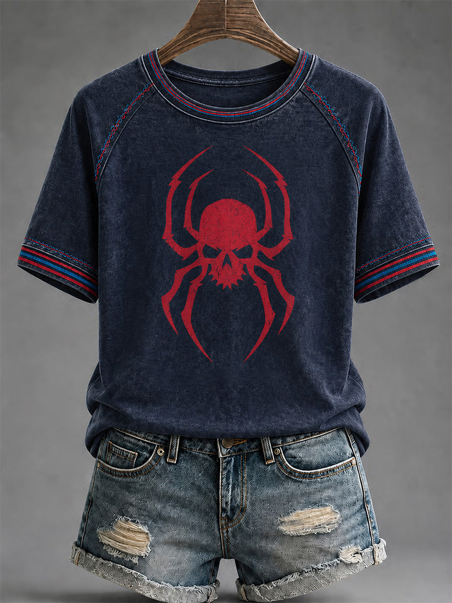 Women's Spider Print Casual Tee gracestitchs