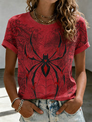 Women's Spider Print Casual Tee gracestitchs