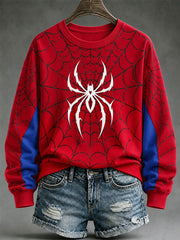 Women's Spider Print Casual Sweatshirt gracestitchs