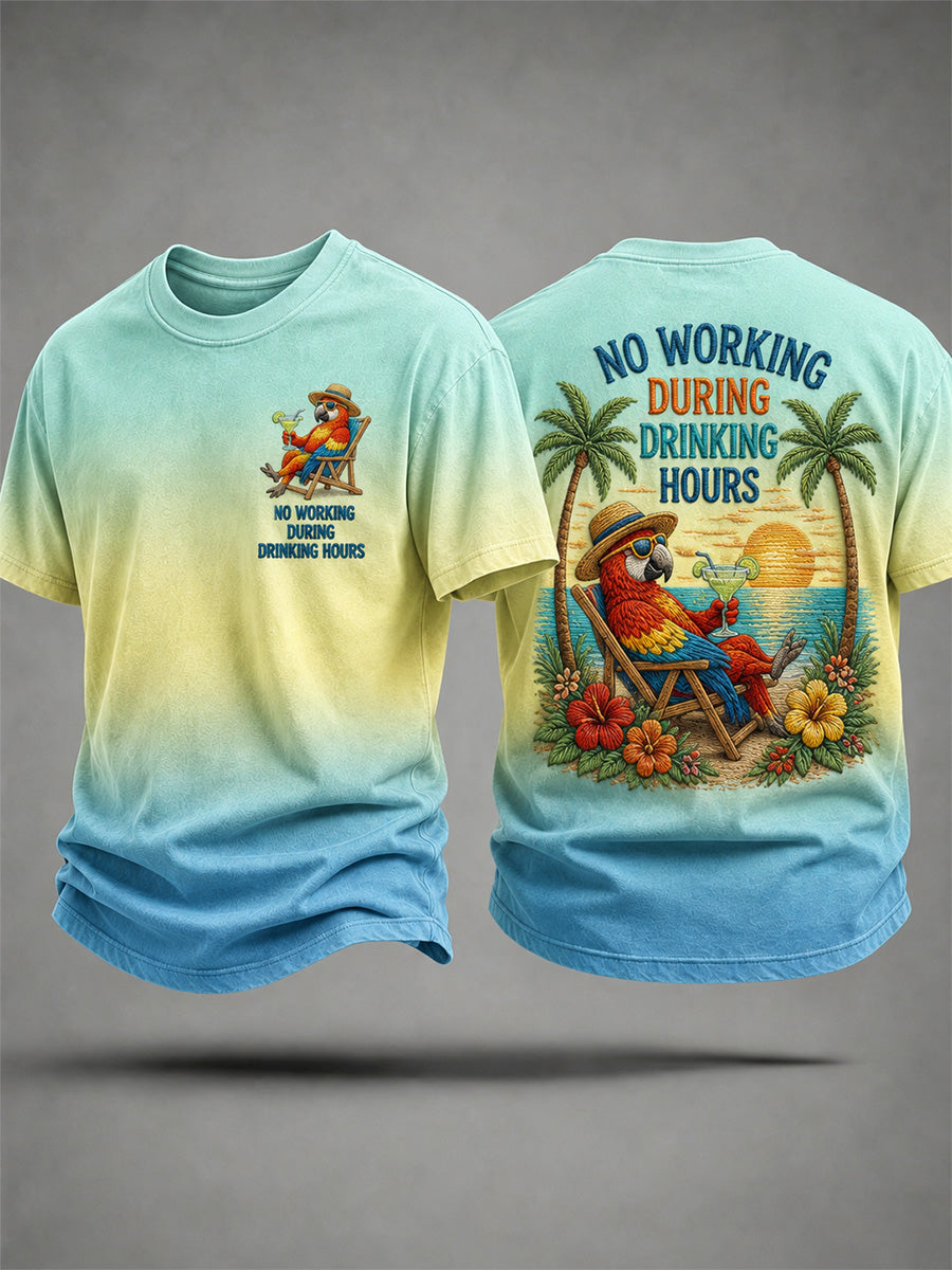 Men's No Working During Drinking Hours Print Casual Tee gracestitchs