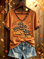 Women's autumn theme cute animal pattern casual short-sleeve T-shirt gracestitchs