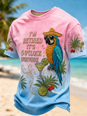 Men's I'm Retired It's 5 O'clock Everywhere Parrot Short Sleeve T-shirt gracestitchs
