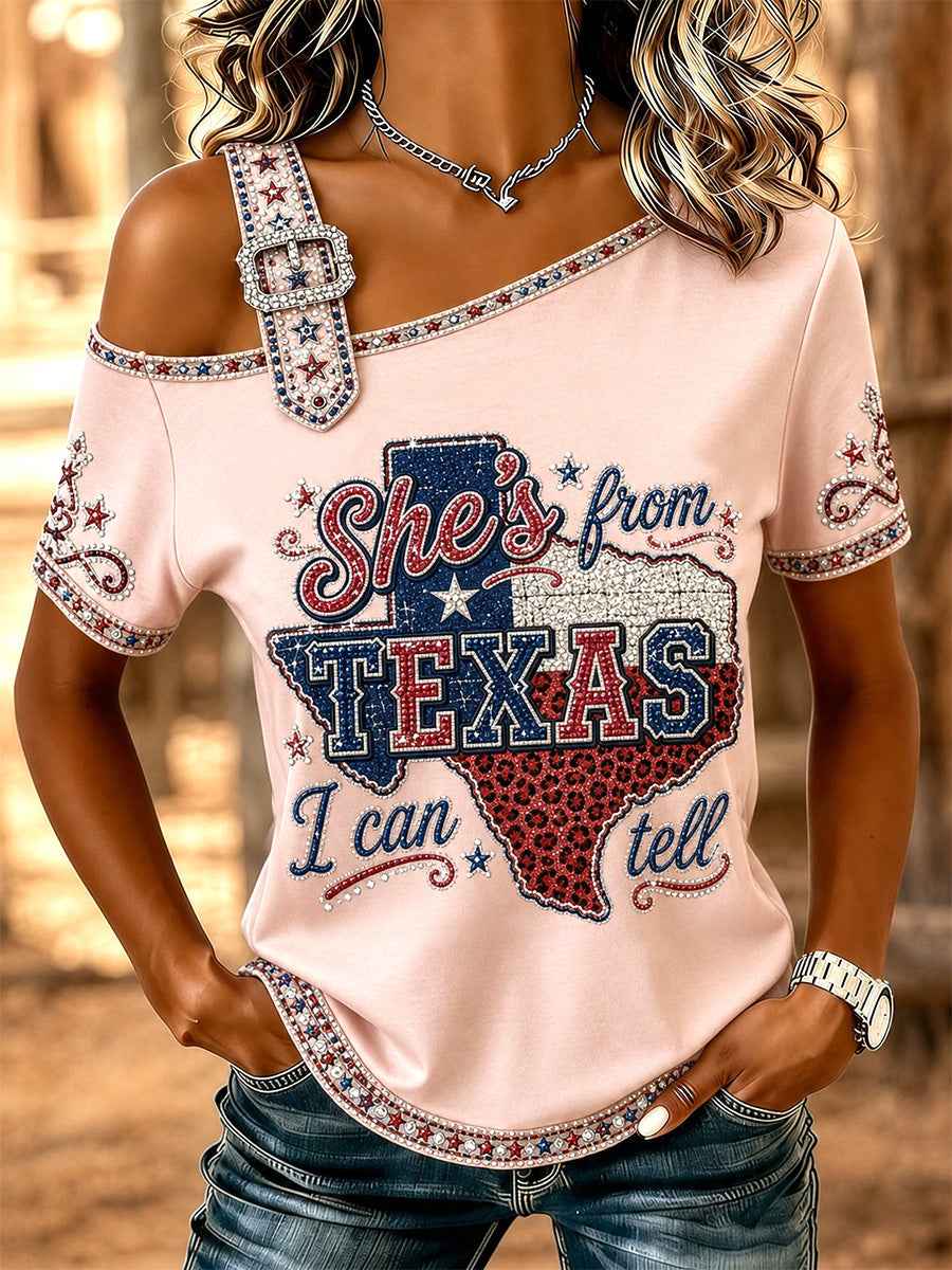 Women's She's From Texas I Can Tell Print Casual Tee