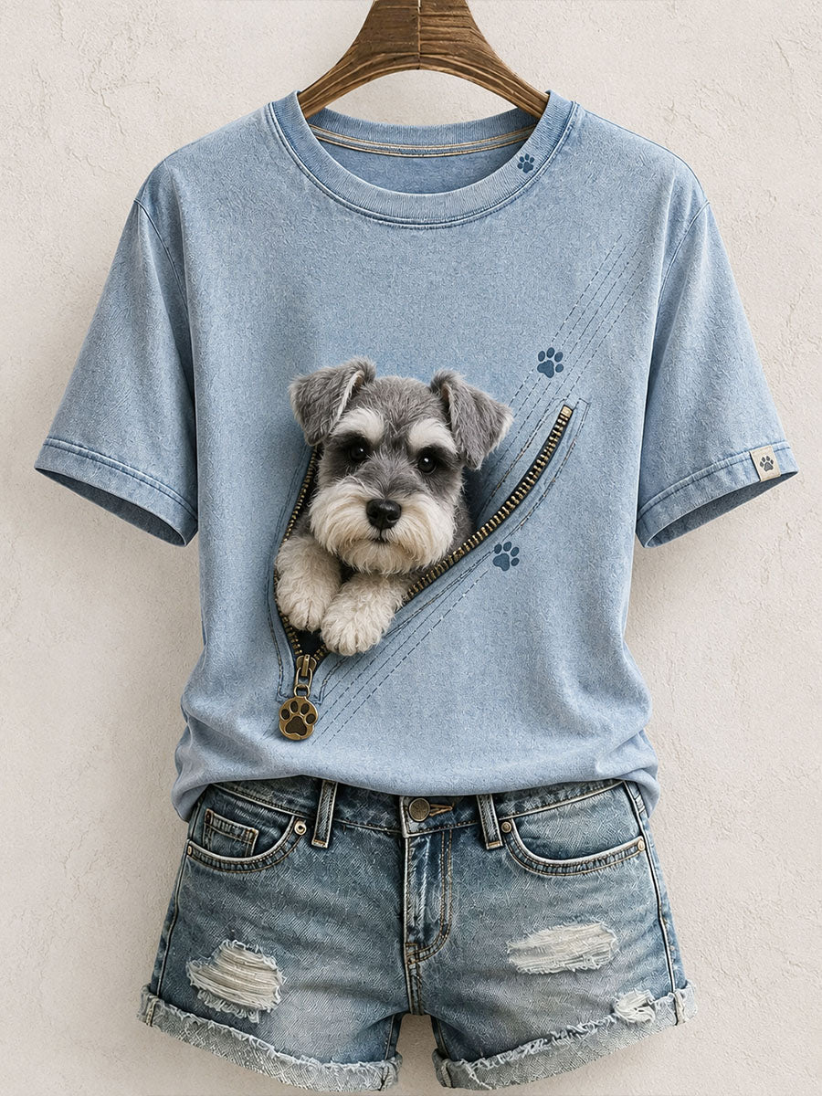 Women's Lovely Schnauzer Felt Art T-Shirt gracestitchs