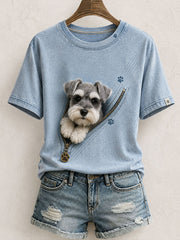 Women's Lovely Schnauzer Felt Art T-Shirt gracestitchs