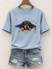 Women's Lovely Dachshund Felt Art T-Shirt gracestitchs