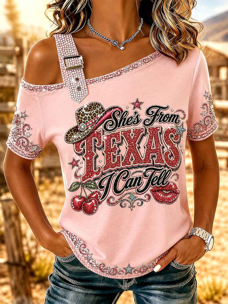 Women's She's From Texas I Can Tell Print Casual Tee