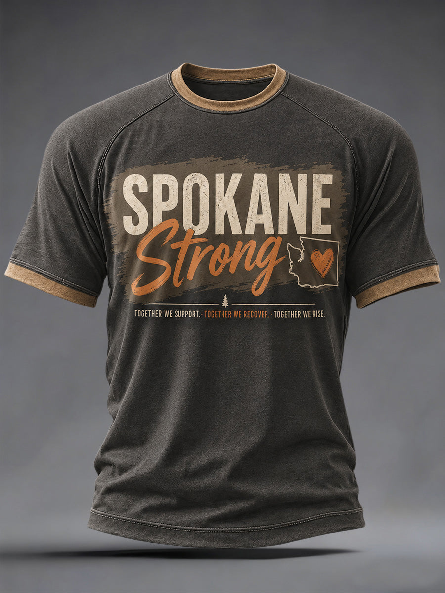 Men's Pray For Spokane Complex Fire Print Casual Tee gracestitchs