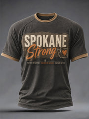 Men's Pray For Spokane Complex Fire Print Casual Tee gracestitchs