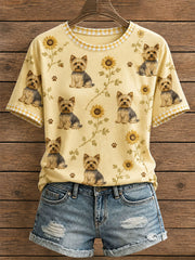 Women's Floral Yorkie T-Shirt gracestitchs