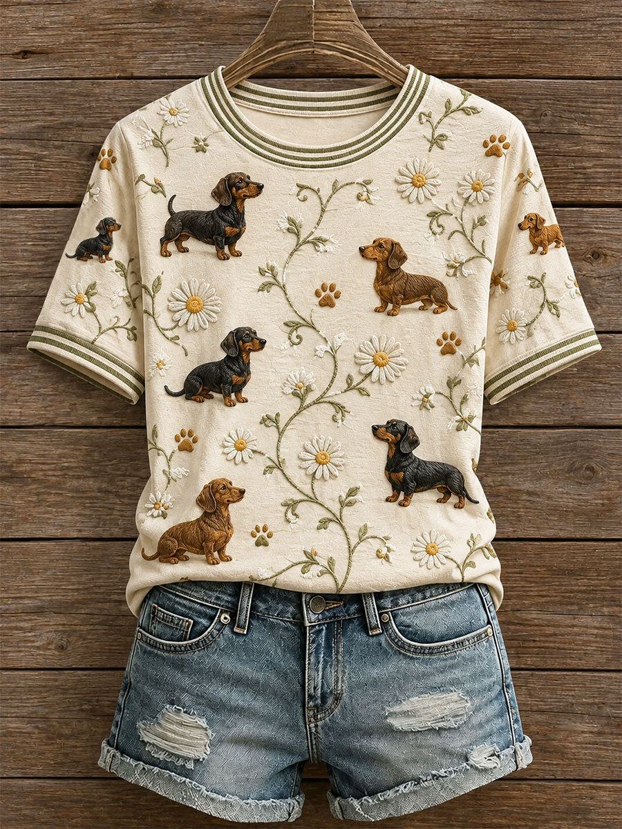 Women's Floral Dachshund T-Shirt gracestitchs