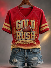 Women's Football Gameday Gift For Football Fans Casual V-Neck Tee gracestitchs