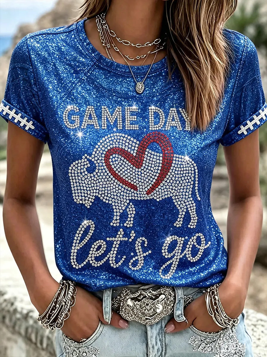 Women's Football Lover Buffalo Print Tee gracestitchs