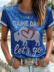 Women's Football Lover Buffalo Print Tee gracestitchs