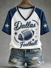 Women's Football Gameday Gift For Football Fans Casual V-Neck Tee