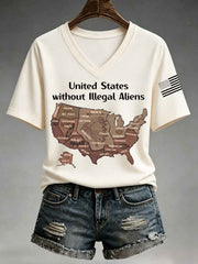 Women's United States Without Illegal Aliens V-Neck Tee
