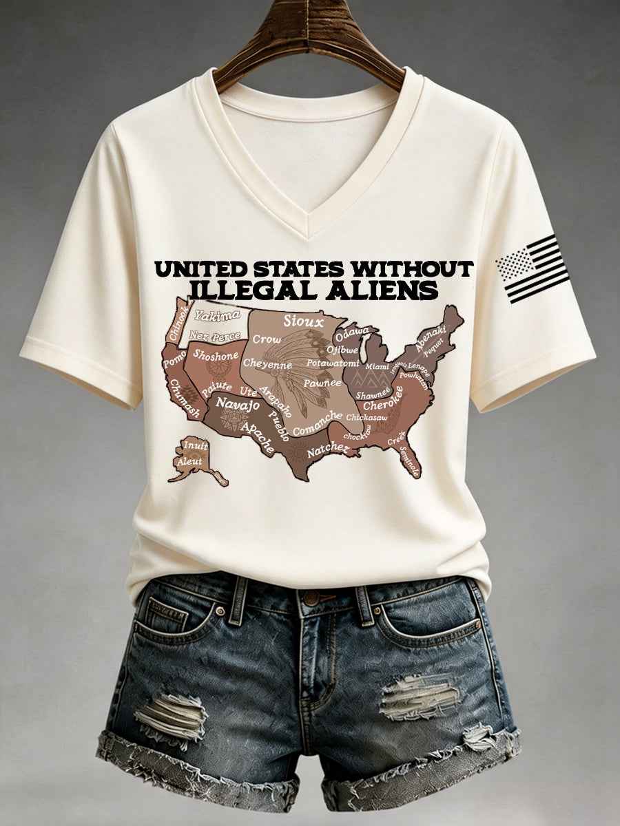 Women's United States Without Illegal Aliens V-Neck Tee