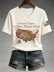 Women's United States Without Illegal Aliens V-Neck Tee gracestitchs