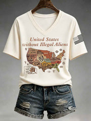 Women's United States Without Illegal Aliens V-Neck Tee