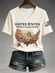 Women's United States Without Illegal Aliens V-Neck Tee gracestitchs