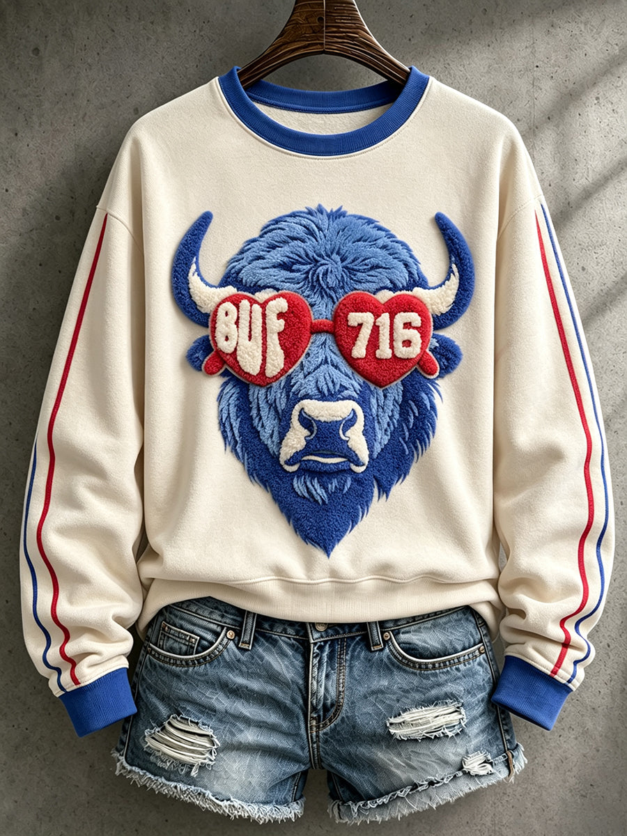 Women's Football Lover Bulls BUF Art Printed Sweatshirt gracestitchs