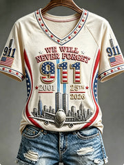 Women's We Will Never Forget 9 11 September 11 T-shirt gracestitchs
