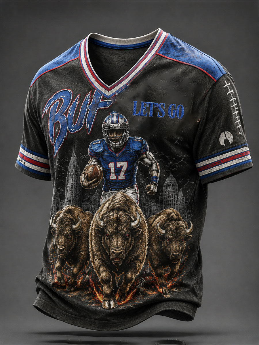 Men's Football Lover Bulls BUF Art Printed T-shirt gracestitchs