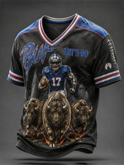 Men's Football Lover Bulls BUF Art Printed T-shirt gracestitchs