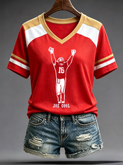 Women's Football Lover San Francisco Faithful Art Printed short-sleeved T-shirt gracestitchs