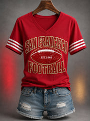 Women's Football Gameday Gift For Football Fans Casual V-Neck Tee gracestitchs