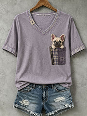 Women's Lovely French Bulldog Felt Art T-Shirt gracestitchs