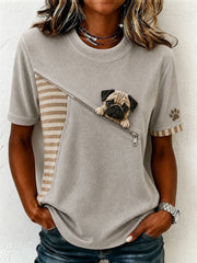 Women's Lovely Pug Felt Art T-Shirt gracestitchs