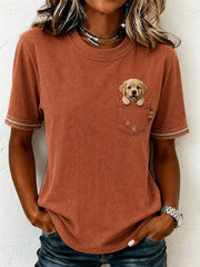 Women's Lovely Golden Retriever Felt Art T-Shirt gracestitchs