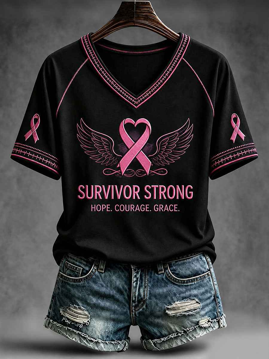 Women's Survivor Strong V-neck T-shirt