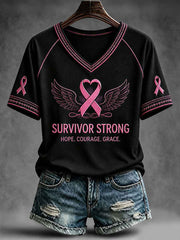 Women's Survivor Strong V-neck T-shirt