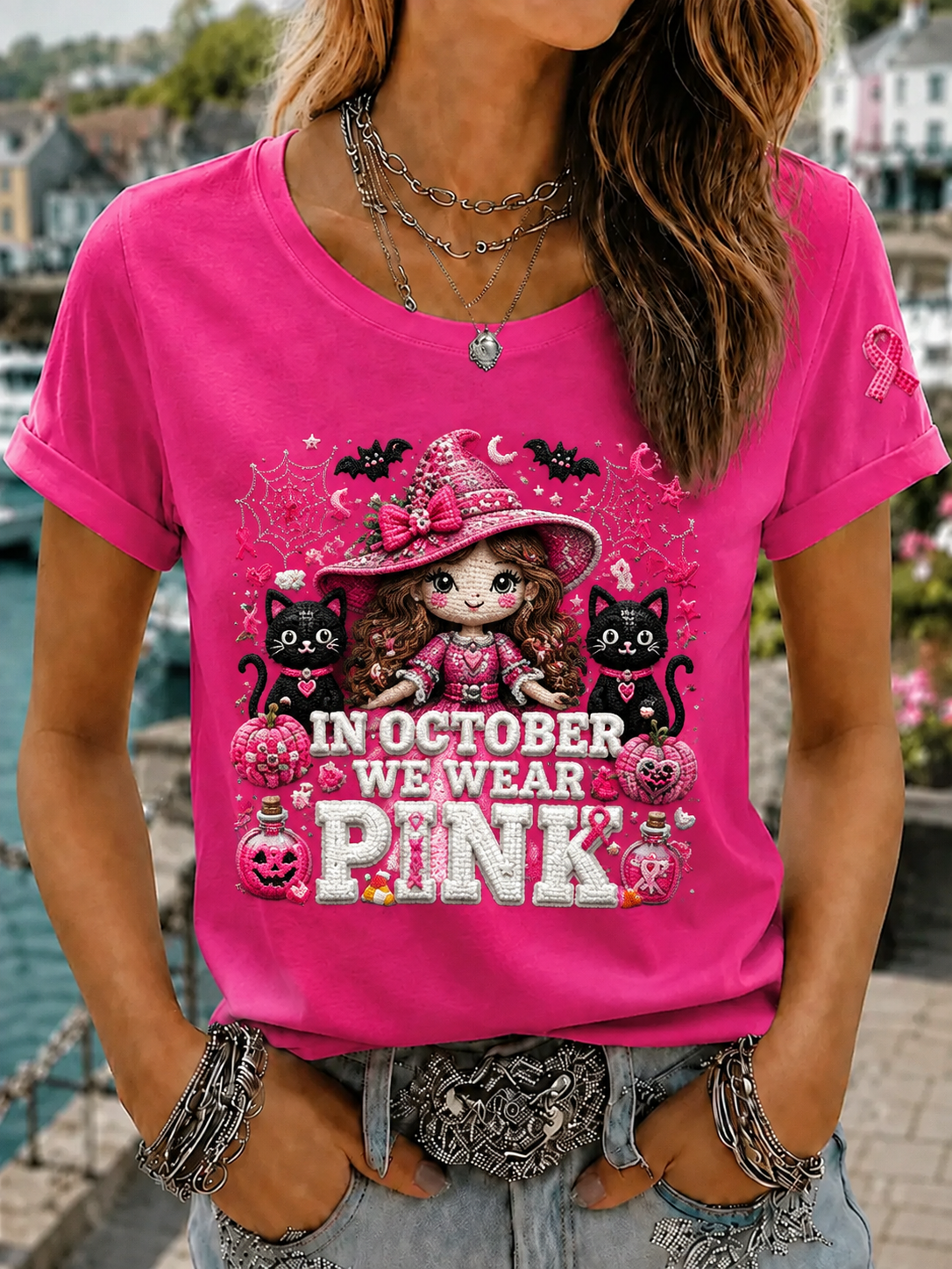 Women's In October We Wear Pink Short-sleeved T-shirt gracestitchs
