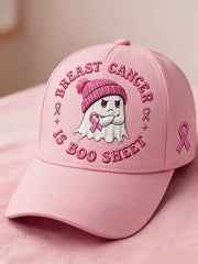 Unisex In October We Wear Pink Halloween Pink Ghost Print Breast Cancer Awareness Support Hat