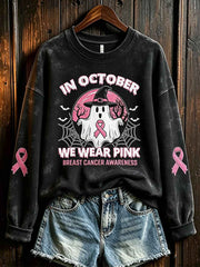 Women's breast cancer theme pattern printed casual sweatshirt