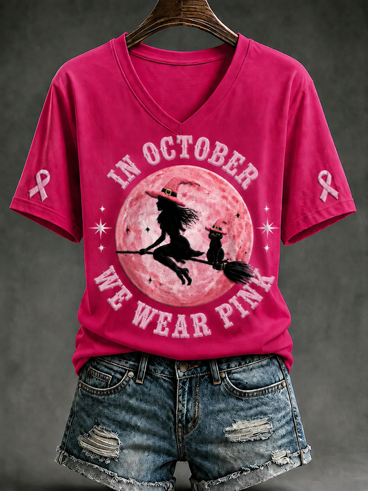 Women's In October We Wear Pink Short-sleeved T-shirt gracestitchs