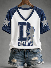 Women's Football Gameday Gift For Football Fans V-Neck Tee gracestitchs