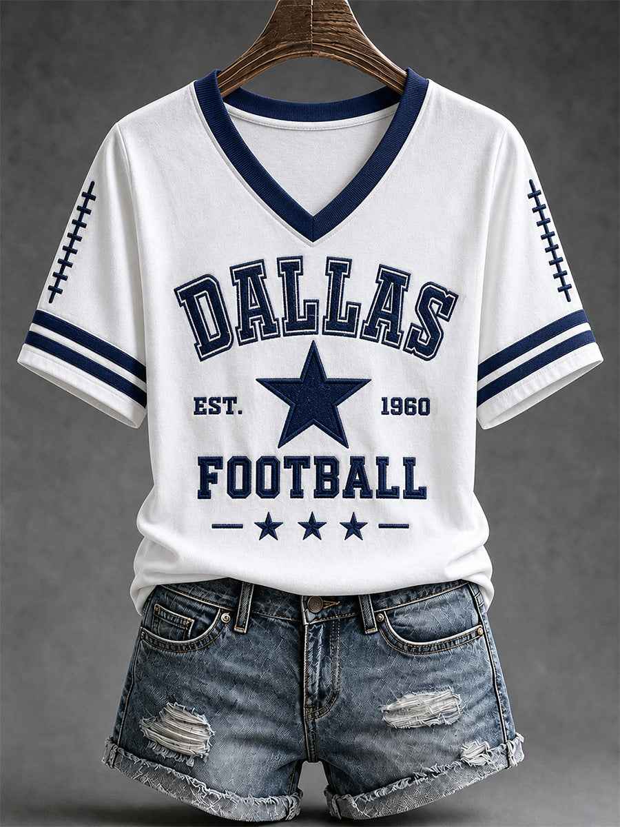 Women's Football Gameday Gift For Football Fans V-Neck Tee