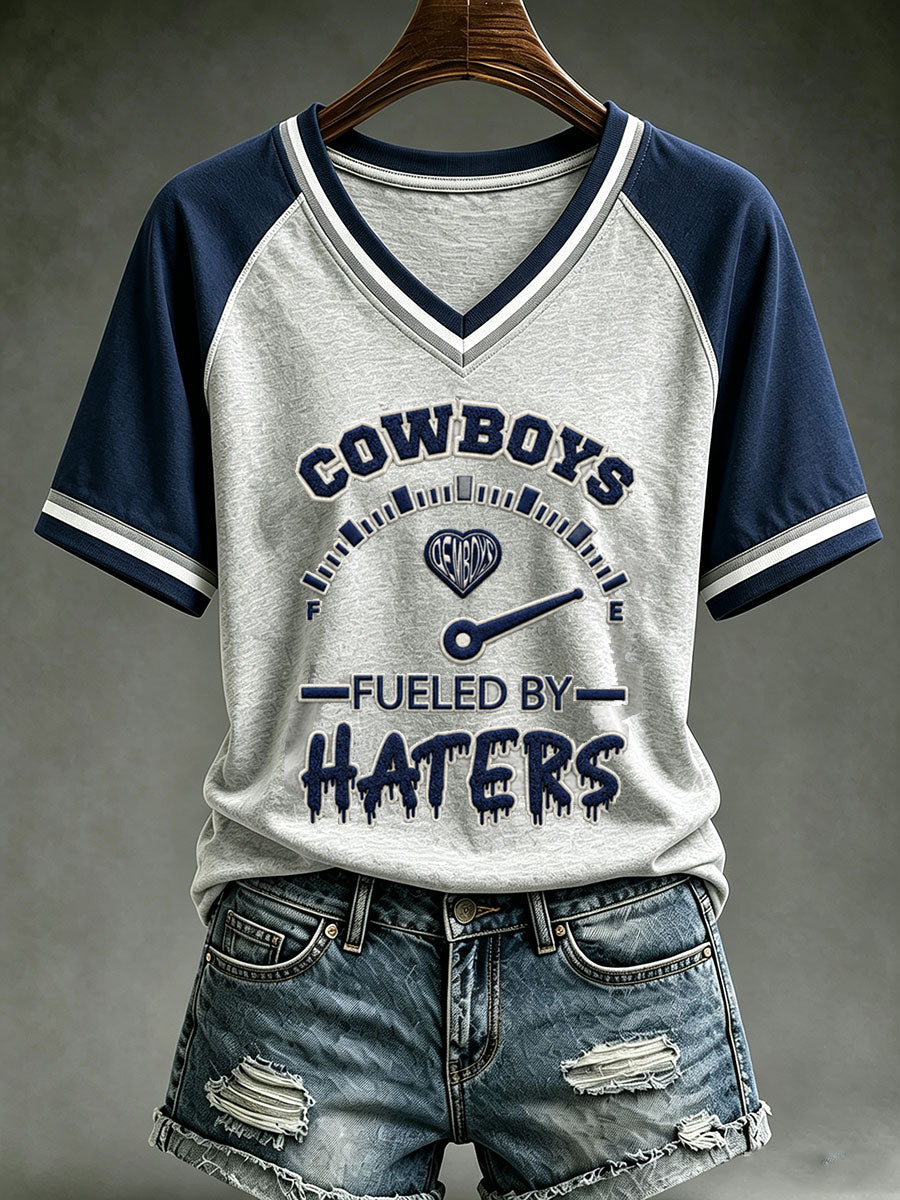 Women's Cowboys Fueled By Haters V-neck T-shirt gracestitchs