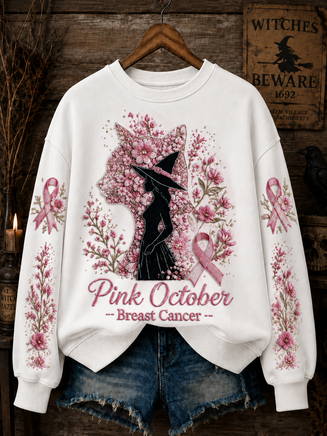 Women's Pink October Breast Cancer Regular Sweatshirt gracestitchs