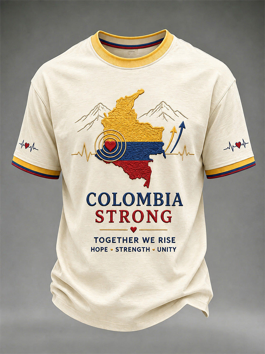 Men's Colombia Strong Print Casual Tee gracestitchs